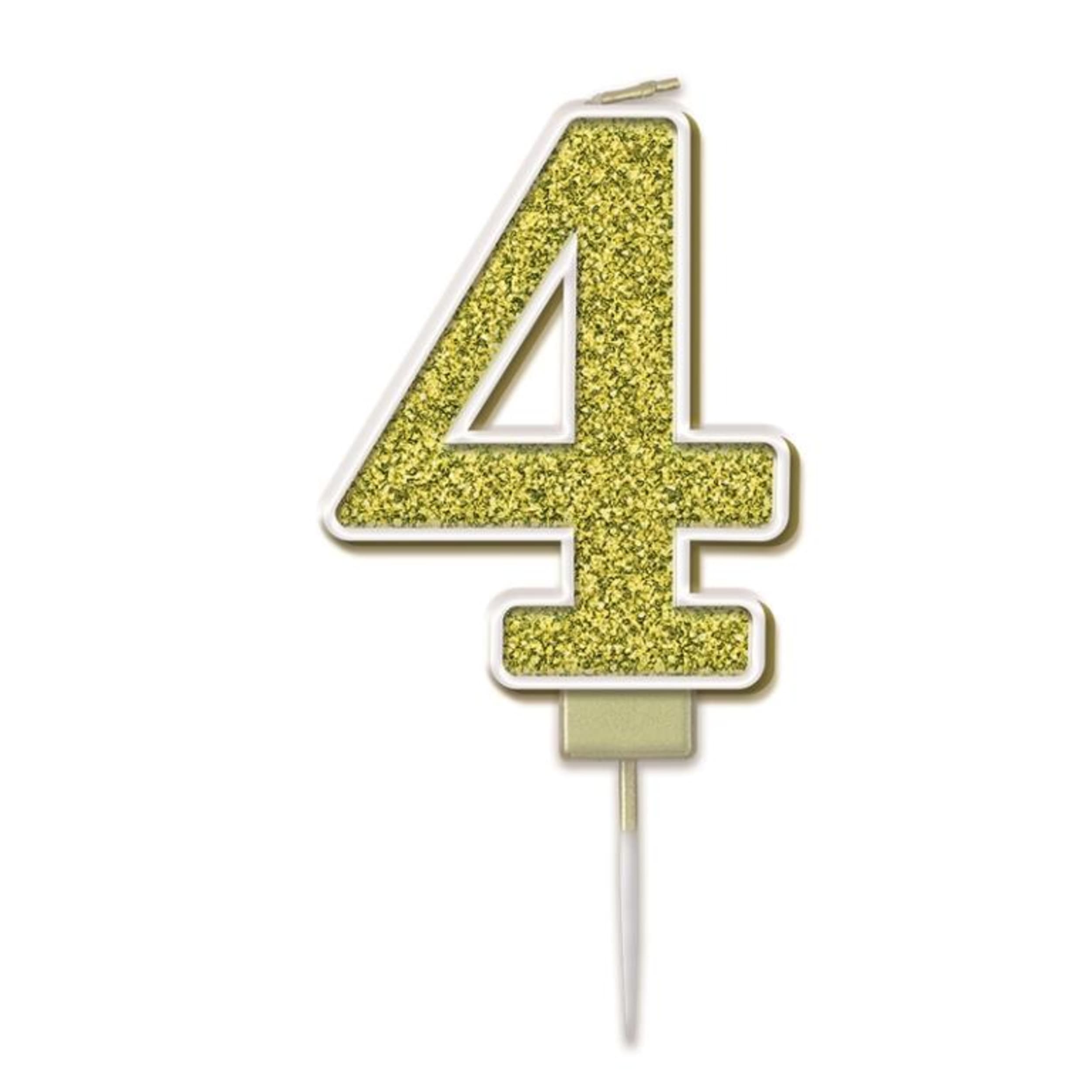 Oaktree Candle 7.5cm Sparkling Fizz Numeral #4 Gold