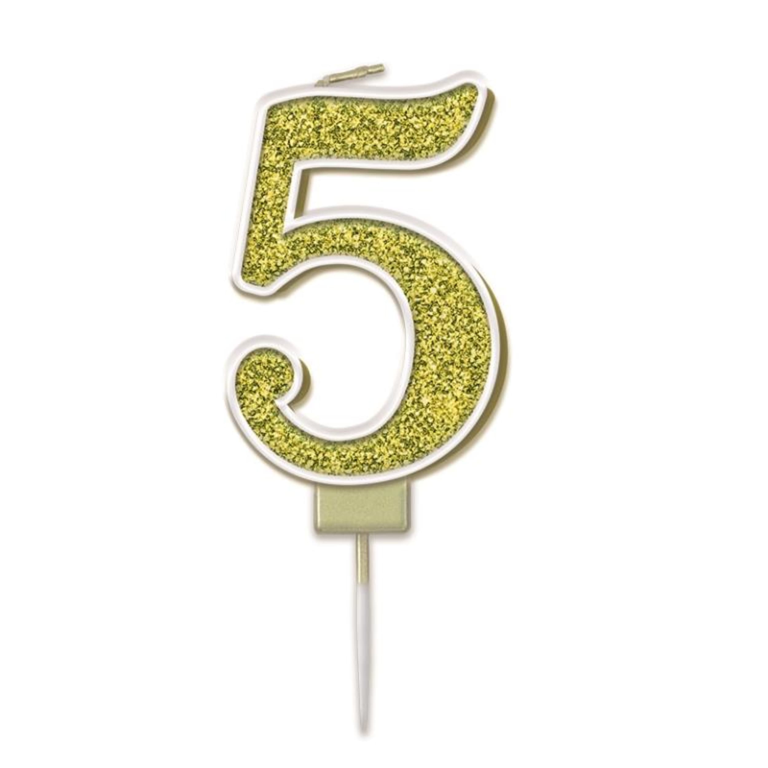 Oaktree Candle 7.5cm Sparkling Fizz Numeral #5 Gold