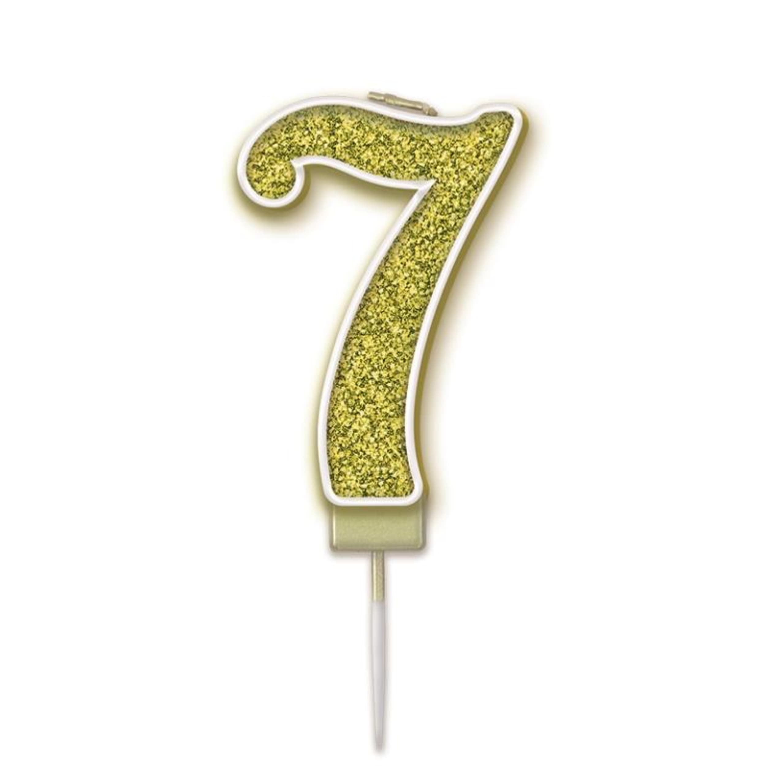 Oaktree Candle 7.5cm Sparkling Fizz Numeral #7 Gold