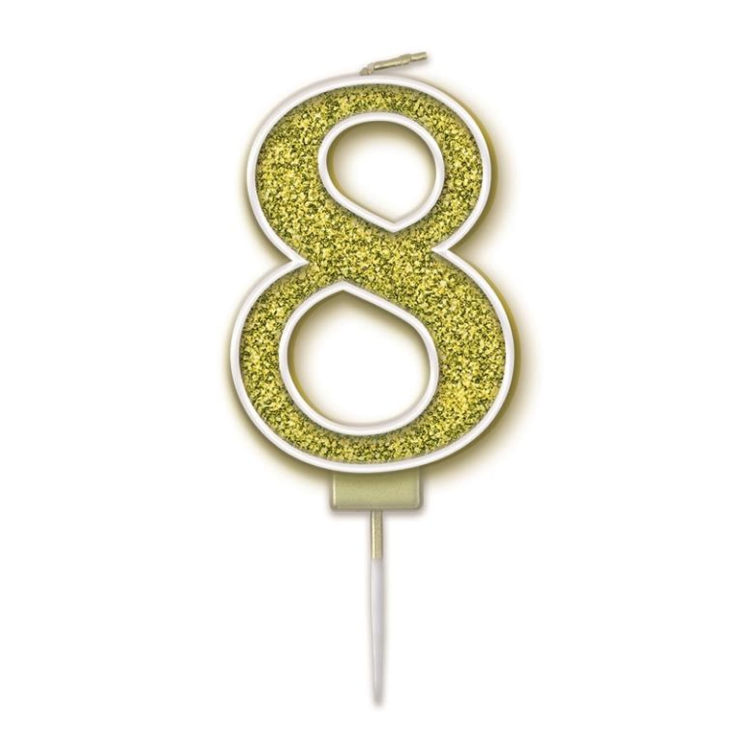 Oaktree Candle 7.5cm Sparkling Fizz Numeral #8 Gold