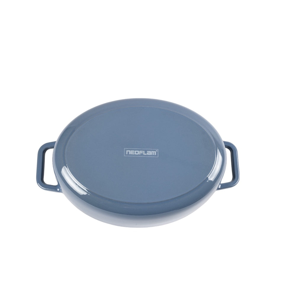 Neoflam Cast Iron Oval With Roaster Lid 2-Piece Set 6.2L Blue