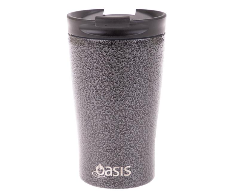 Oasis Stainless Steel Double Wall Travel Cup 350ml - Hammertone Grey