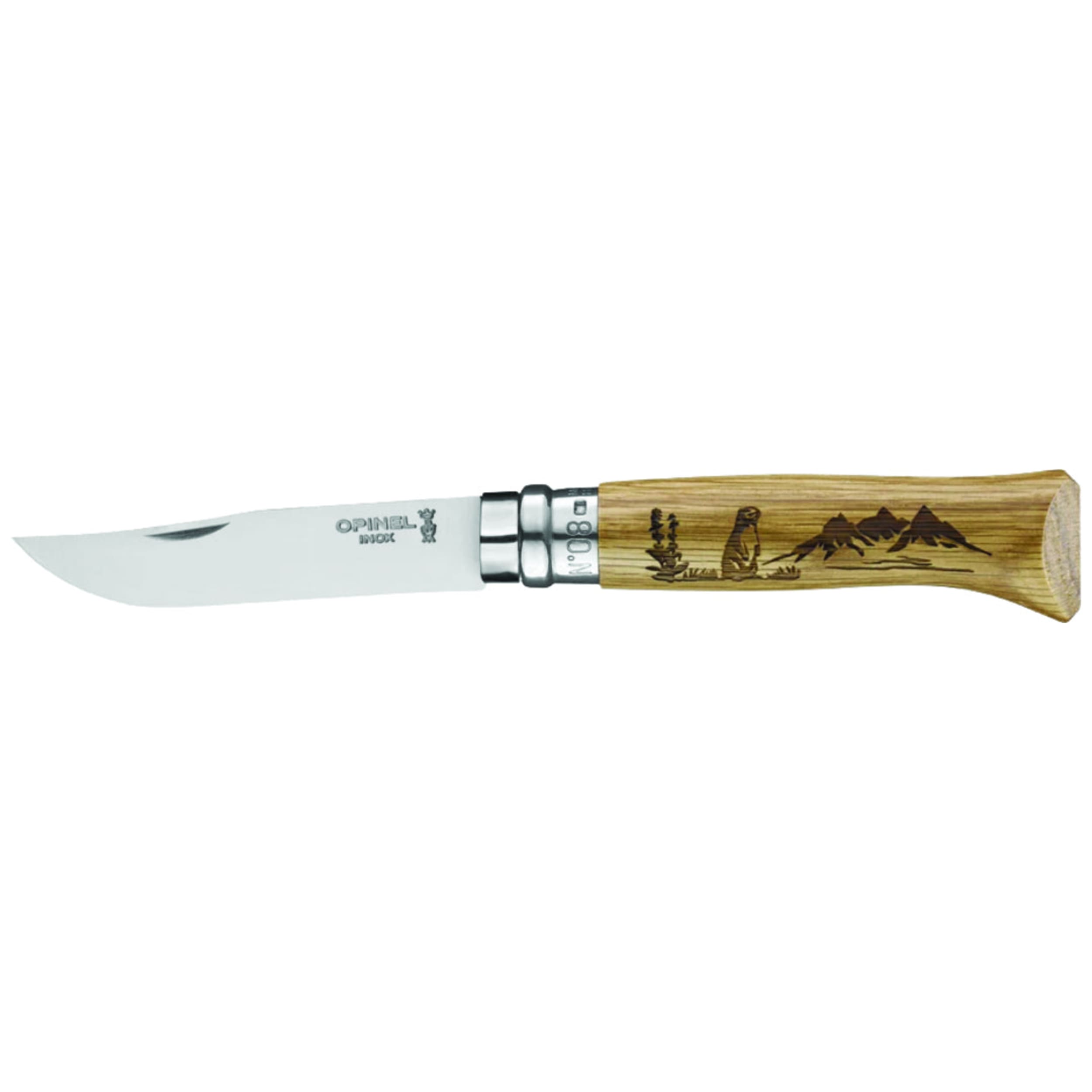 Opinel Animalia No.08 Engraved Oak Folding Knife Marmot
