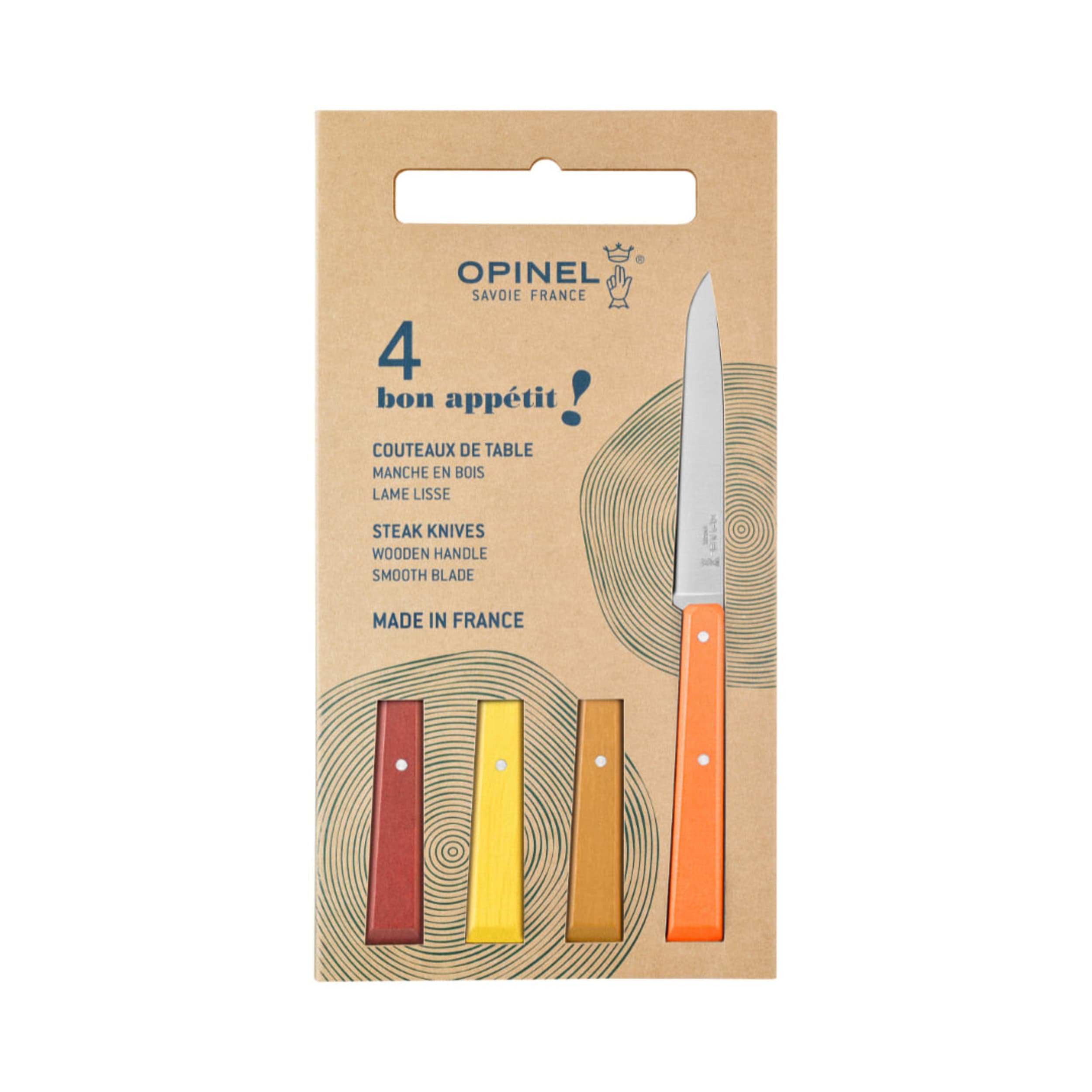 Opinel Bon Appétit No.125 Table Knife 4 Piece Set Agrumes