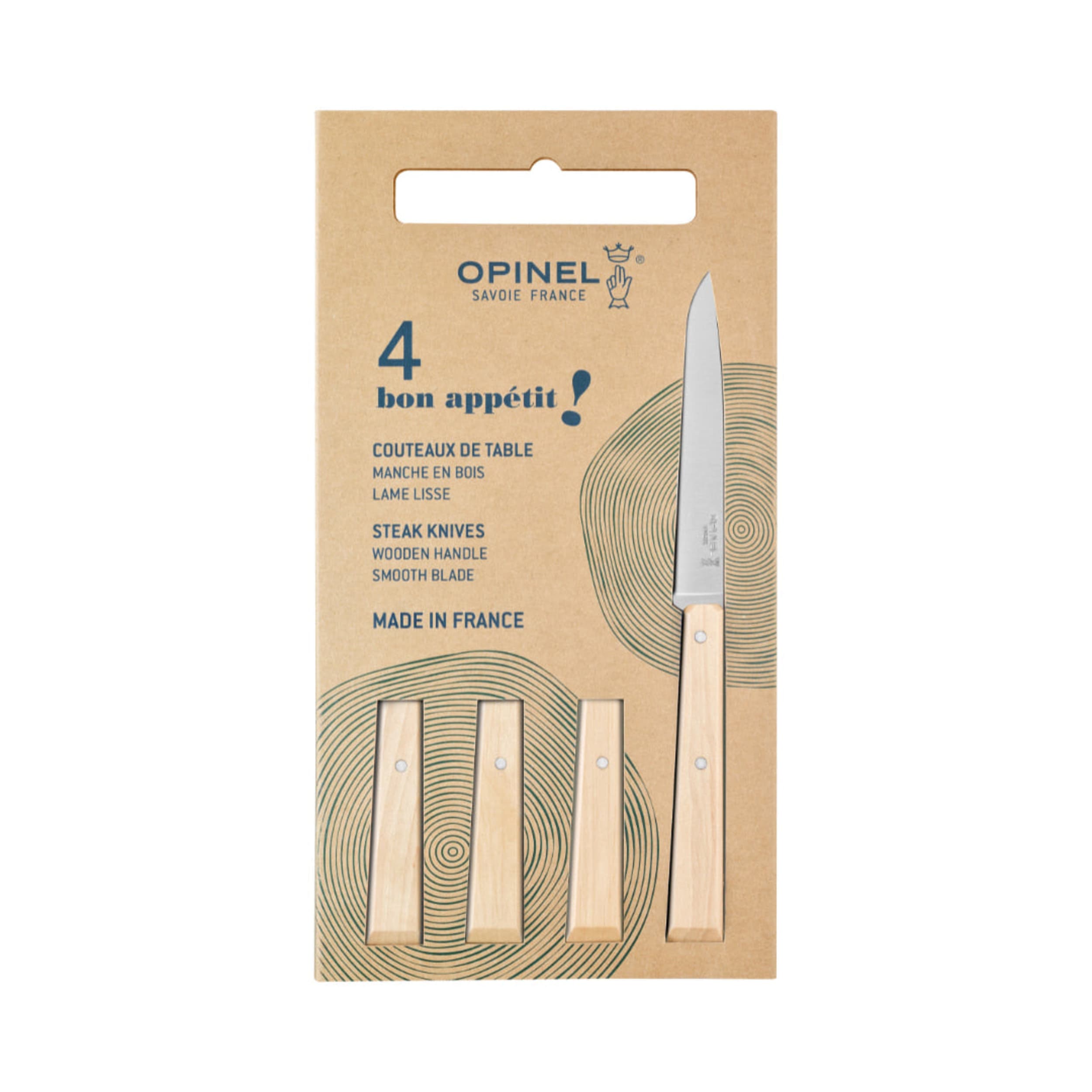 Opinel Bon Appétit No.125 Table Knife 4 Piece Set Natural