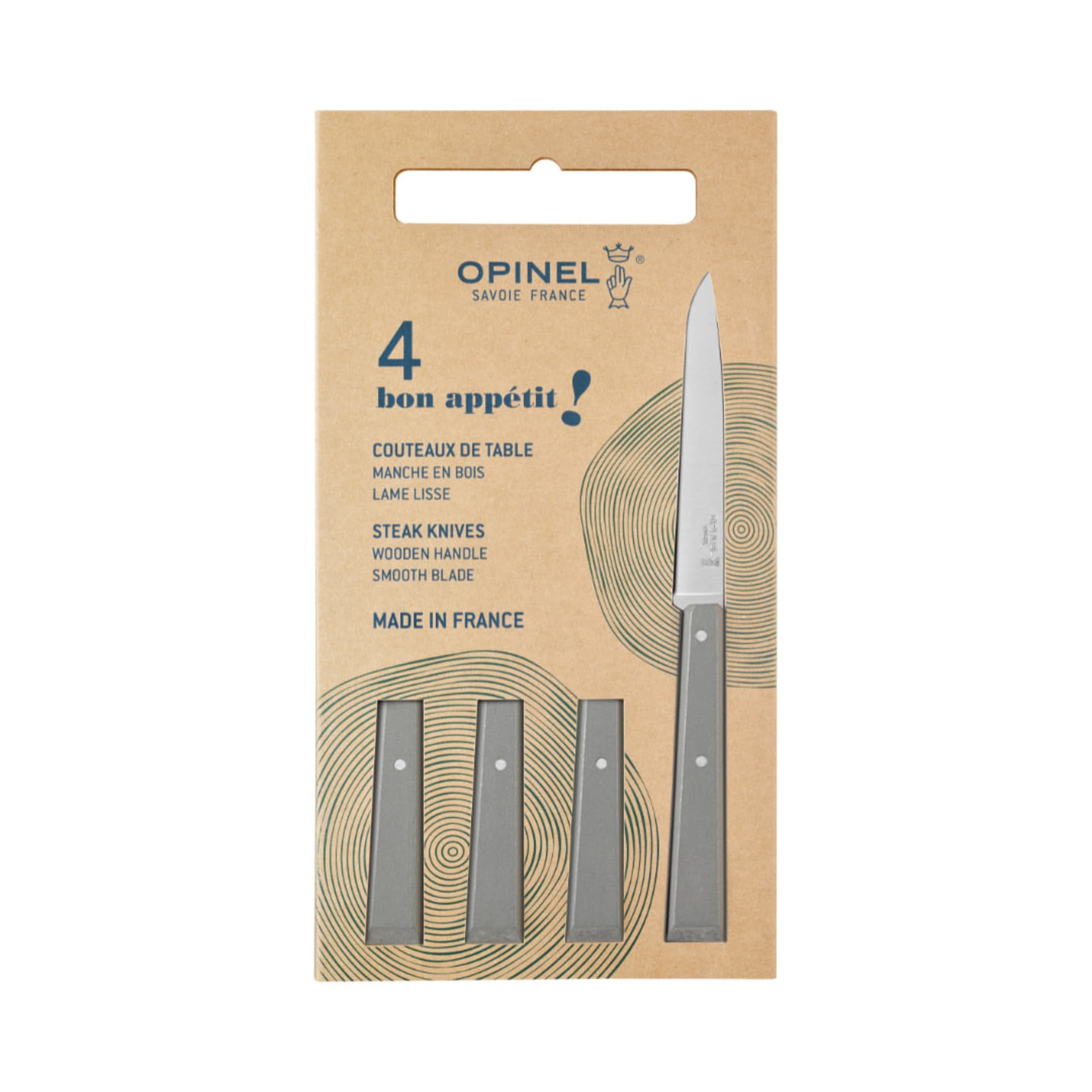 Opinel Bon Appétit No.125 Table Knife 4 Piece Set Grey