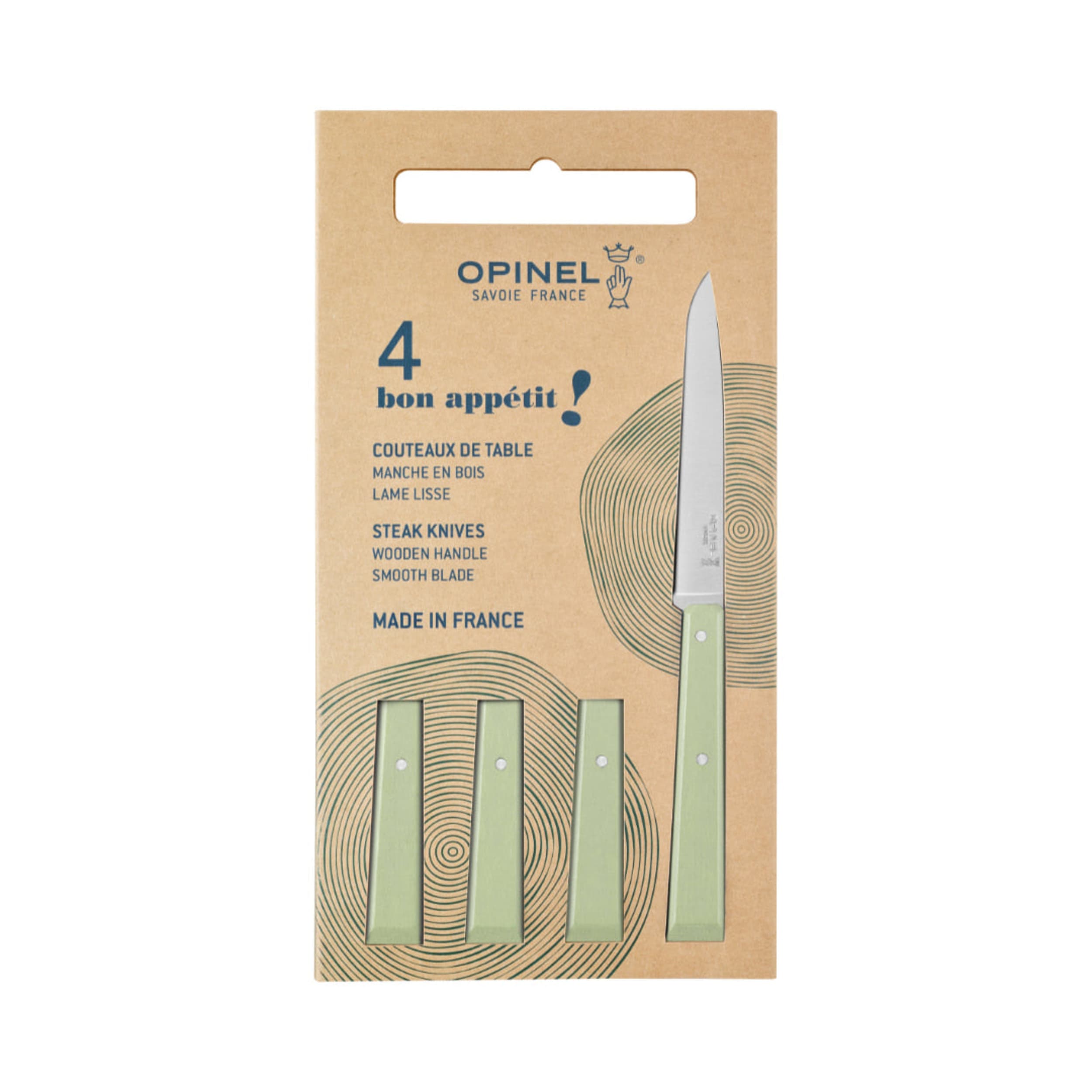 Opinel Bon Appétit No.125 Table Knife 4 Piece Set Sage