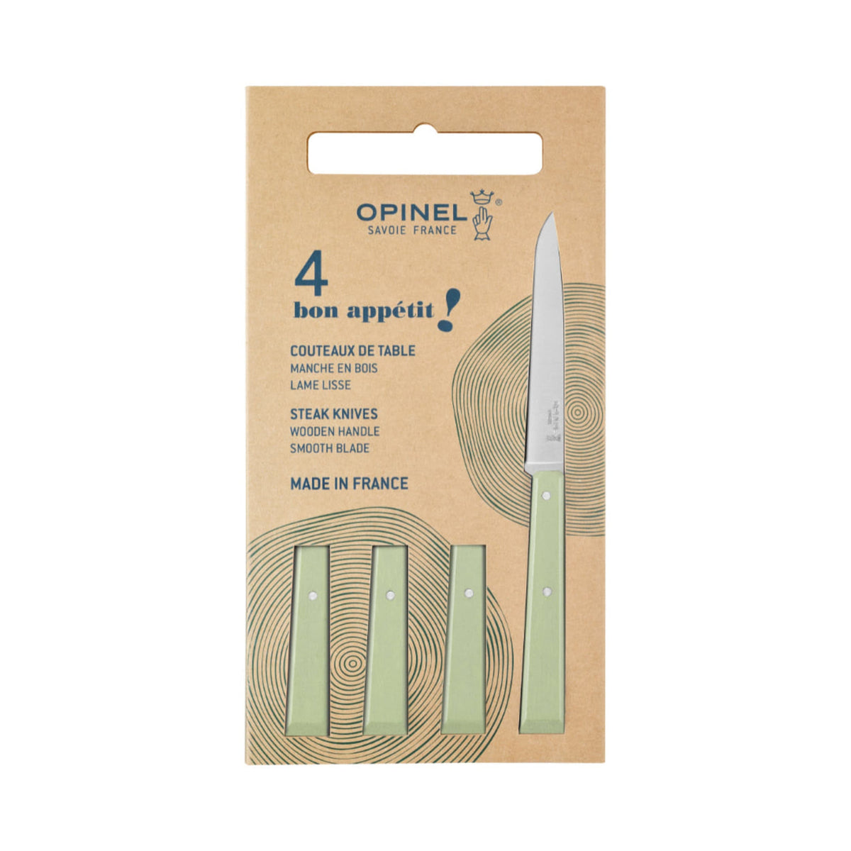 Opinel Bon Appétit No.125 Table Knife 4 Piece Set Sage