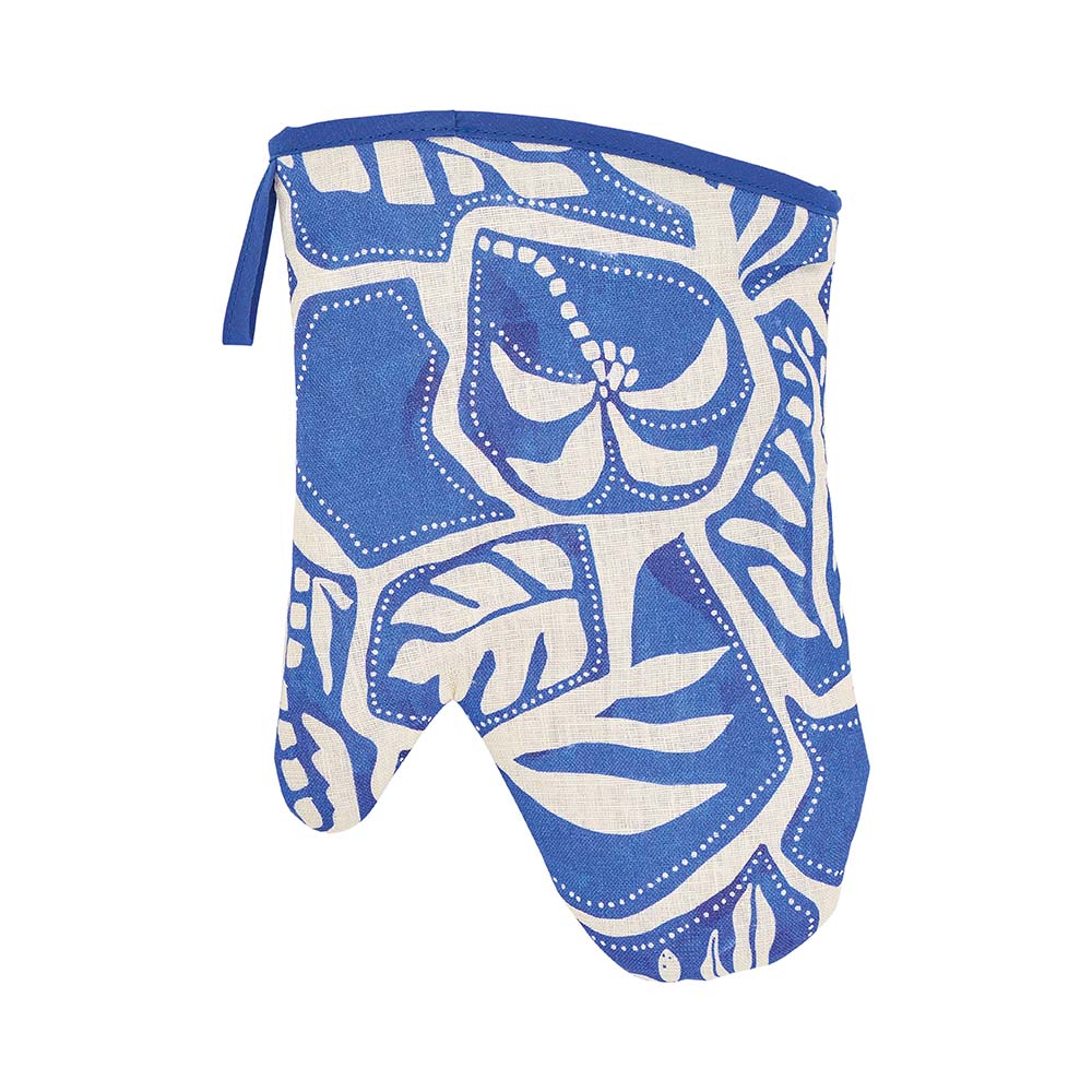 Annabel Trends Linen Cotton Oven Mitt Single Blue Oasis