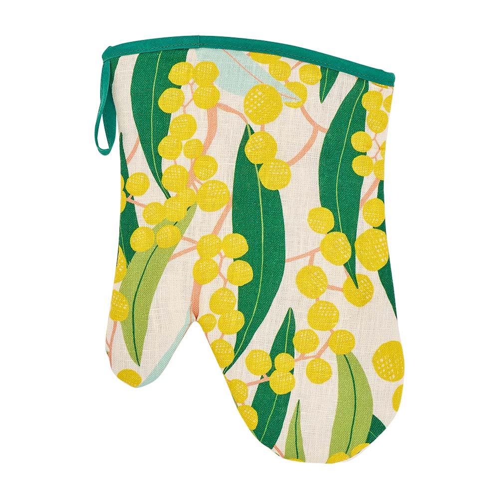 Annabel Trends Linen Cotton Oven Mitt Single Golden Wattle