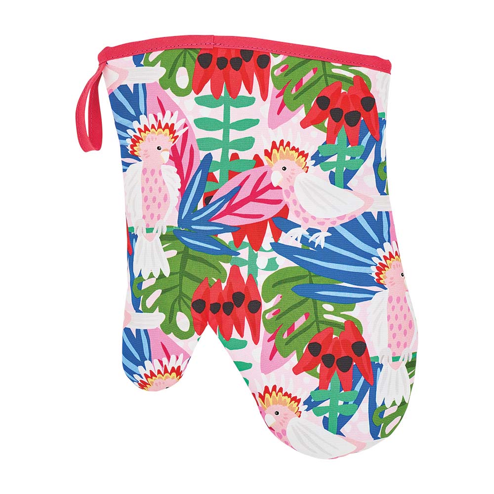 Annabel Trends Cotton Oven Mitt Single Pink Cockatoo