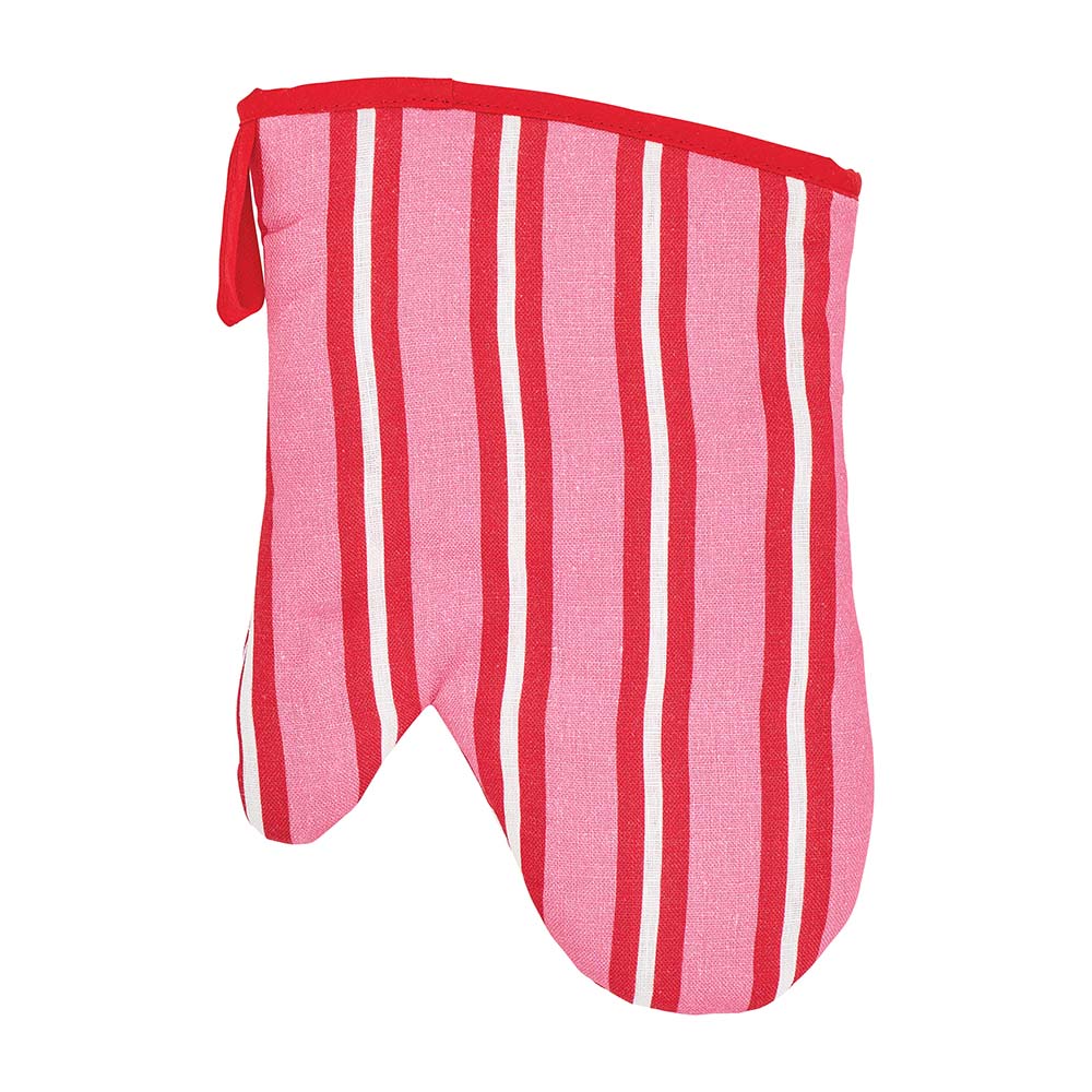 Annabel Trends Cotton Oven Mitt Single Red & Pink Stripe
