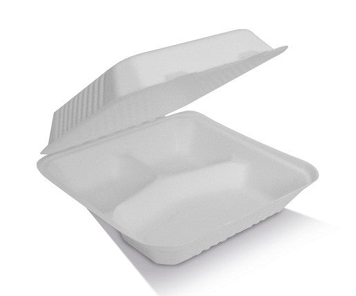 ecoware Sugarcane Clamshell 9 inch 3 Compartments (Carton of 200)