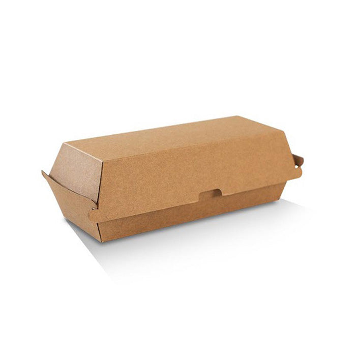 ecoware Hot Dog Box Brown Corrugated Plain (Carton of 200)
