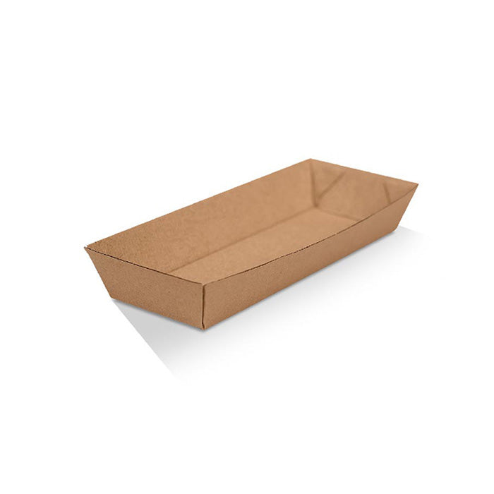 ecoware Hot Dog Tray Brown Corrugated Kraft Plain (Carton of 600)