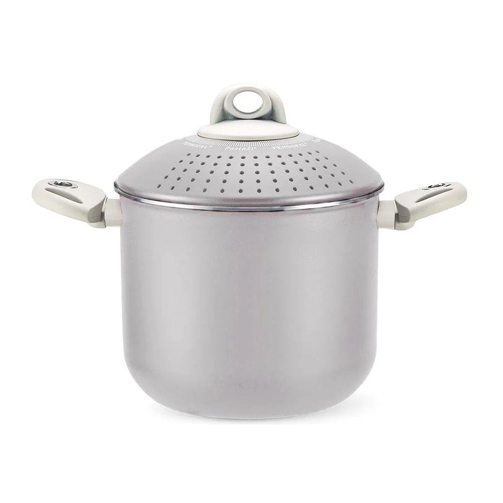 Pensofal 9pc Set, 2 Frypans, PastasiBaby/Family, Saucepan, GlassLids, Pearl White