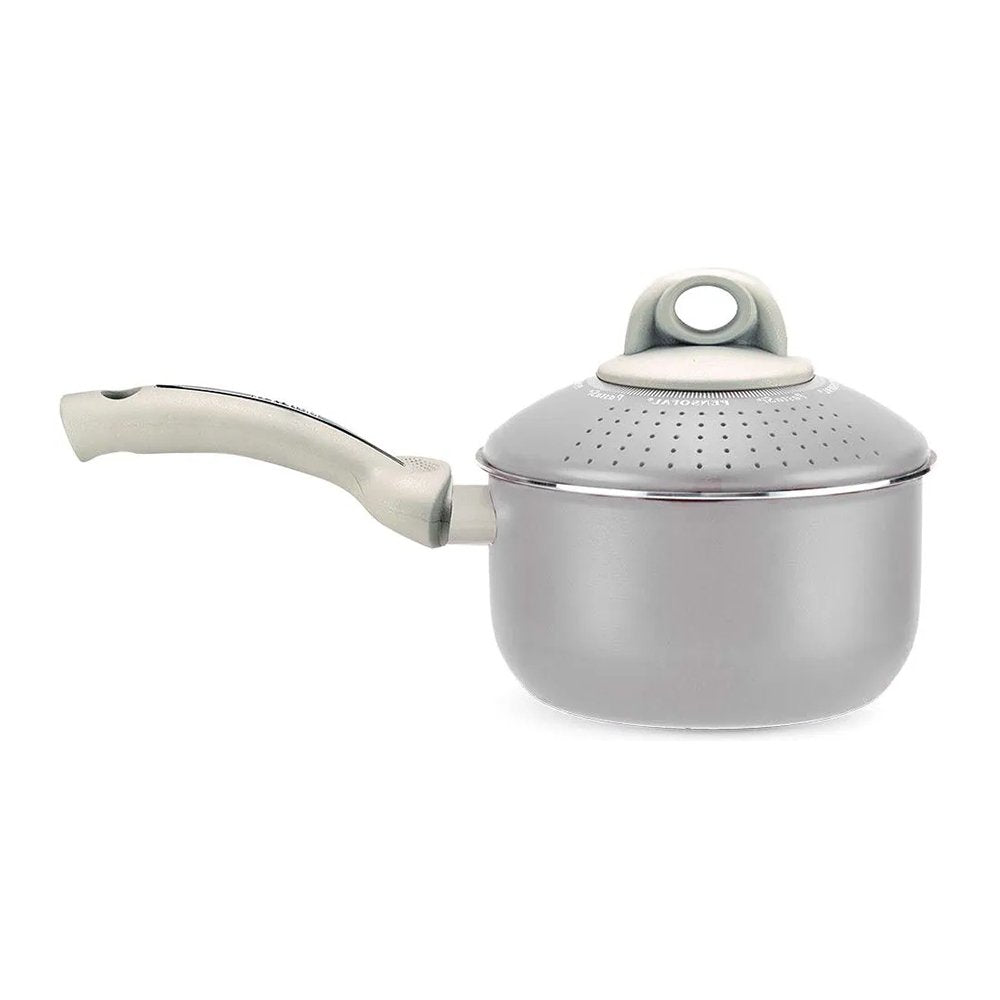 Pensofal 9pc Set, 2 Frypans, PastasiBaby/Family, Saucepan, GlassLids, Pearl White