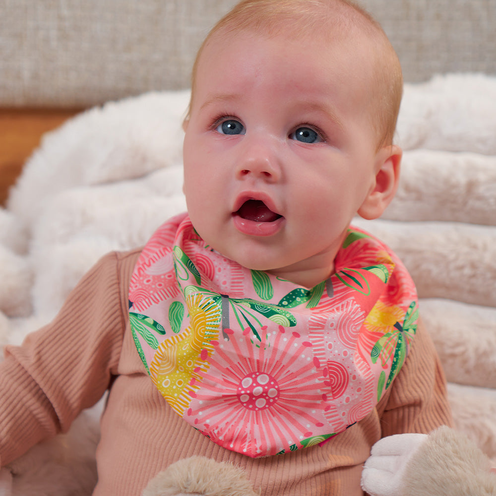Annabel Trends Cotton Bandana Bib Pink Banksia