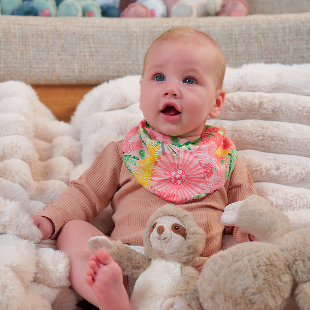 Annabel Trends Cotton Bandana Bib Pink Banksia