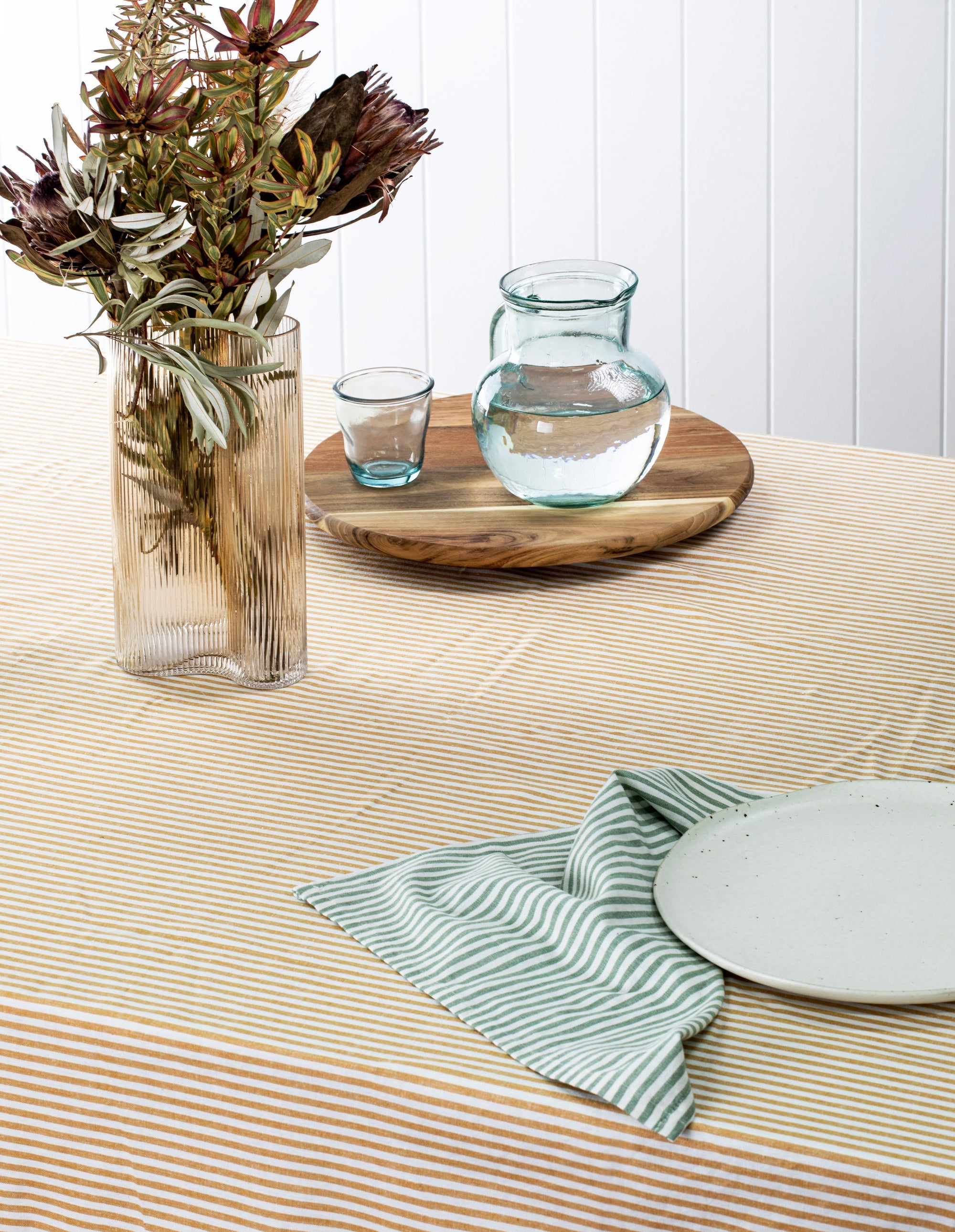 Ladelle Pinstripe Leaf 4pk Napkin