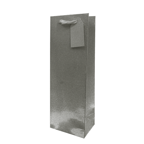 Silver Sparkle Gift Bottle Bag (Pack Of 12)