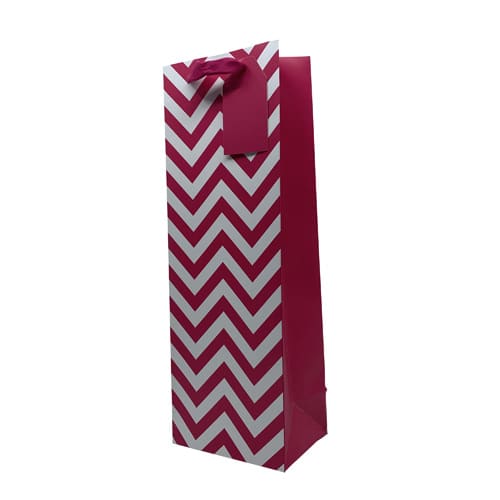 Pink Chevron Gift Bottle Bag (Pack Of 12)