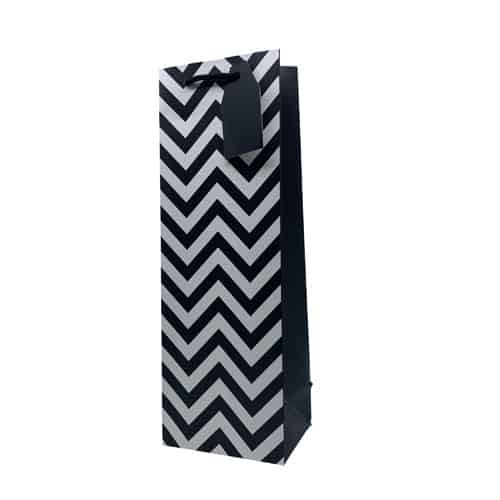 Black Chevron Gift Bottle Bag (Pack Of 12)