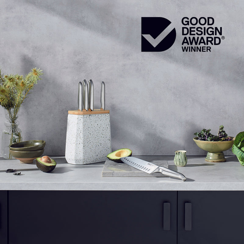 Furi Radial Stone 6 Piece Knife Block Set - Olive Terrazzo