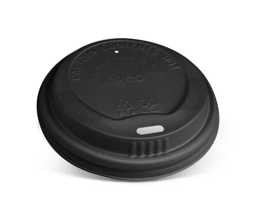 ecoware CPLA Lid 8oz 12oz 16oz 20oz 90mm Hot & Cold Black (Carton of 1000)