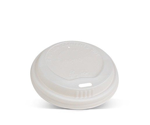 ecoware CPLA Lid 6oz 8oz 10oz Hot & Cold White (Carton of 1000)