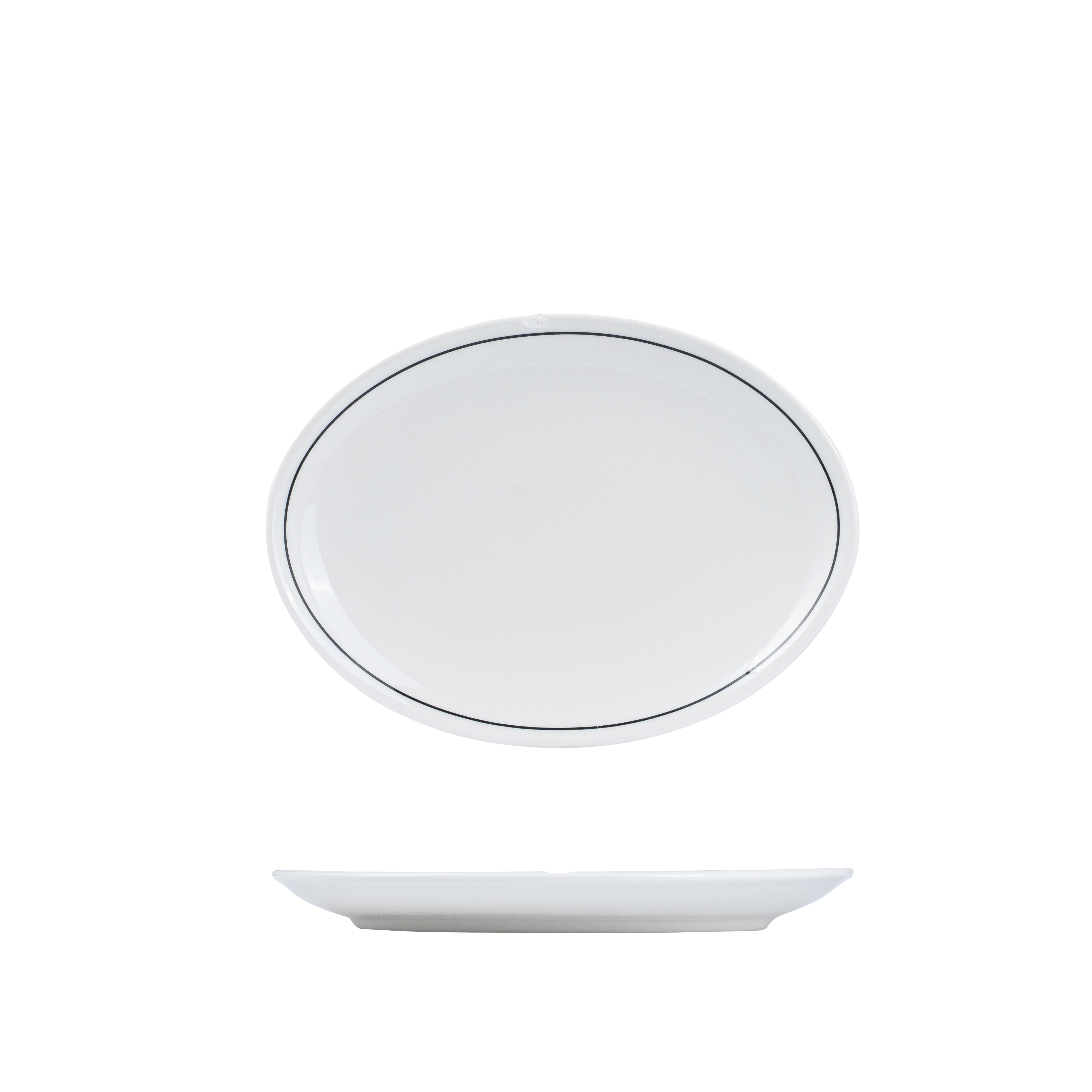 RAK Princeton Oval Coupe Plate (260 x 190mm - White with Black Line)