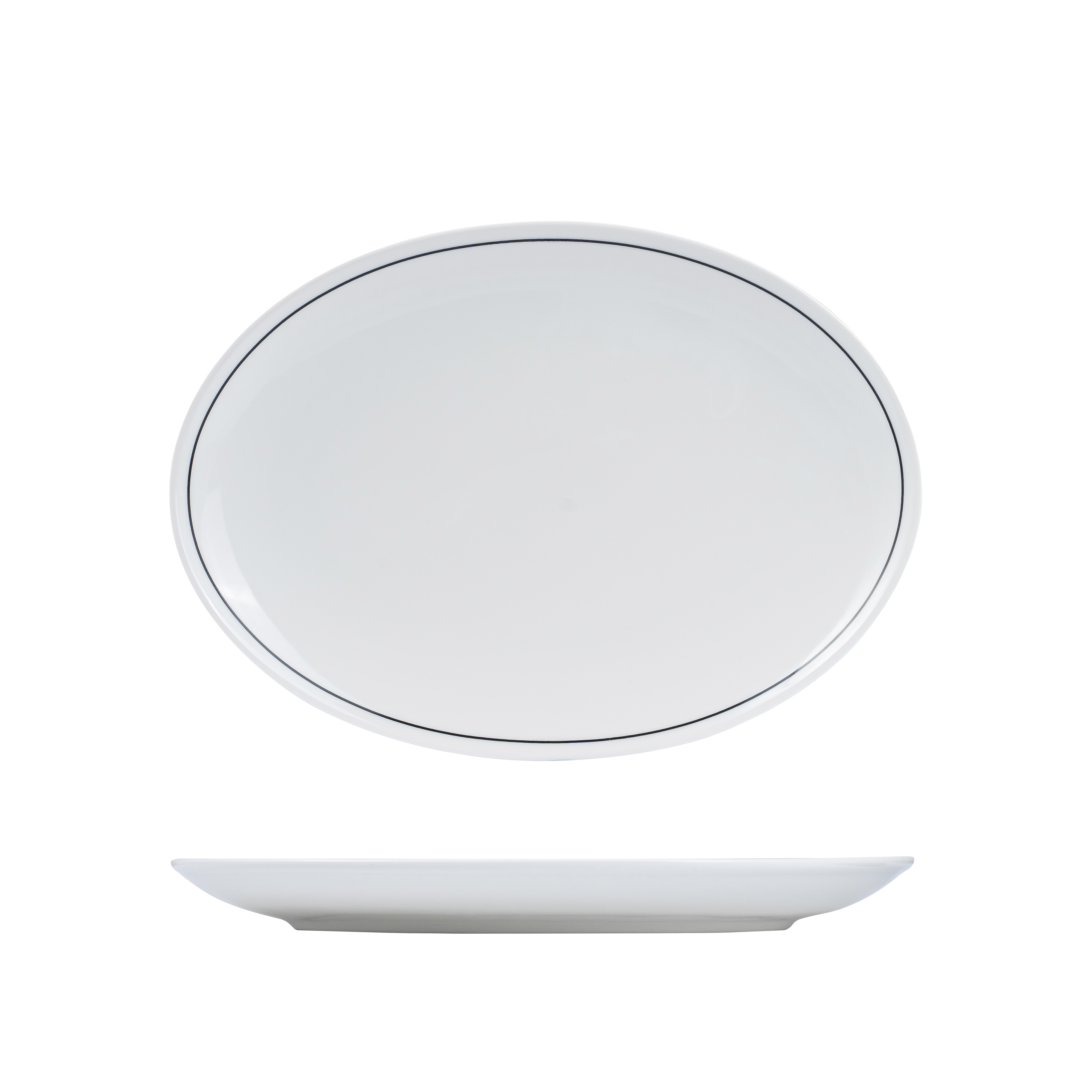 RAK Princeton Oval Coupe Plate (320 x 230mm - White with Black Line)