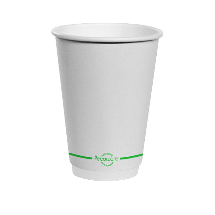 ecoware 12oz PLA Lined Double Wall Hot Cup White 90mm (Carton of 500)