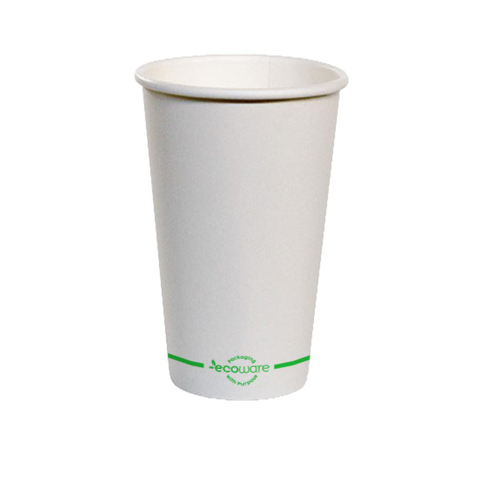 ecoware 12oz PLA Lined Single Wall Hot Cup White 80mm (Carton of 1000)