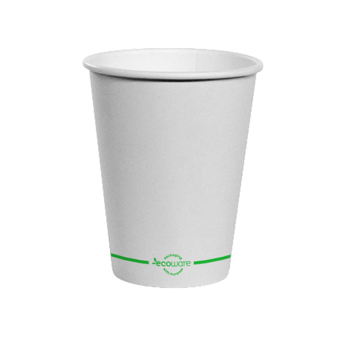 ecoware 12oz PLA Lined Single Wall Hot Cup White 90mm (Carton of 1000)