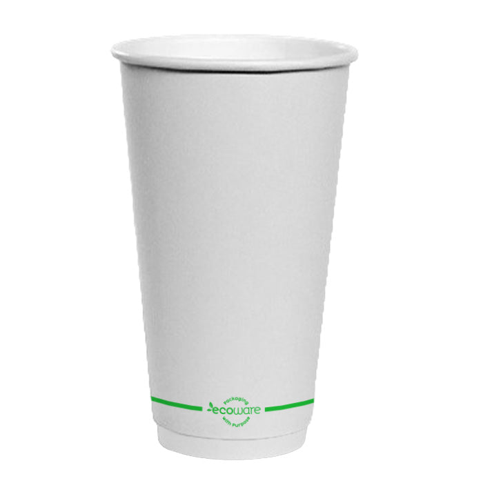 ecoware 16oz PLA Lined Double Wall Hot Cup White 90mm (Carton of 500)