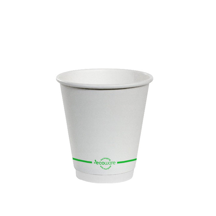 ecoware 8oz PLA Lined Double Wall Hot Cup White 90mm (Carton of 500)