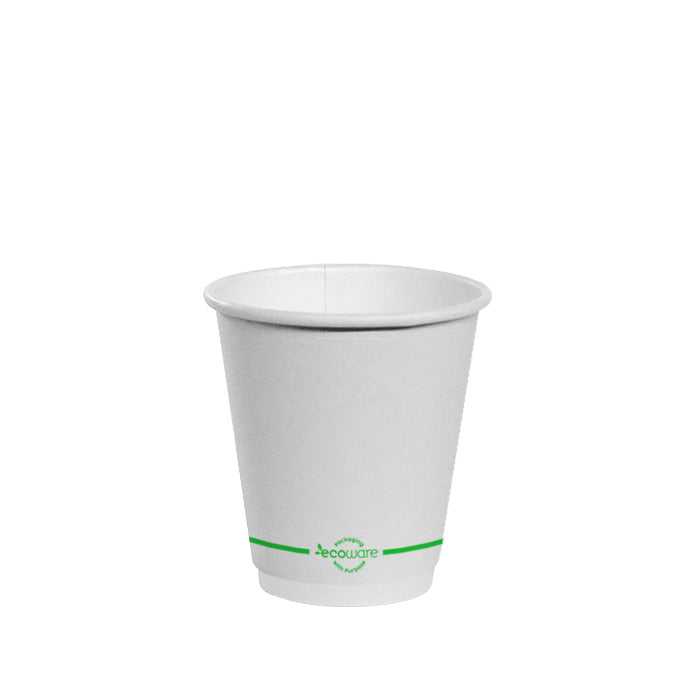 ecoware 8oz PLA Lined Double Wall Hot Cup White 80mm (Carton of 500)