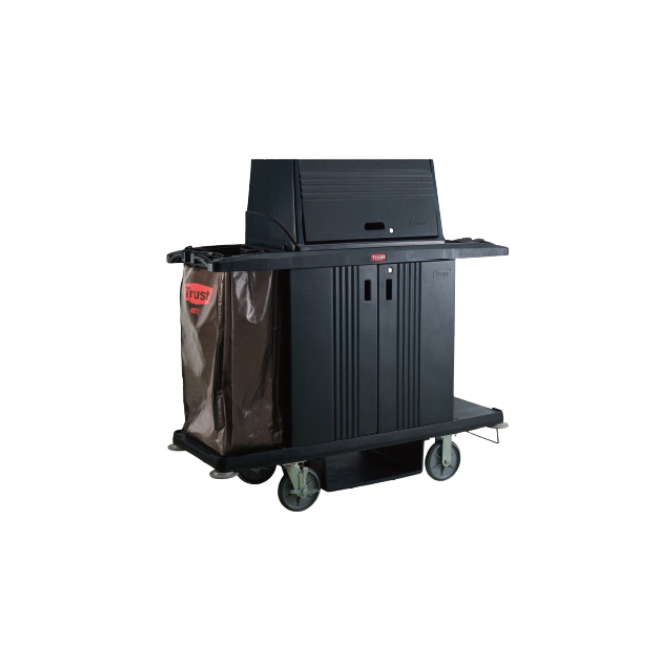 Trust Commercial Grandmaid Housekeeping Cart with Doors & Locking Hood Black (5023)