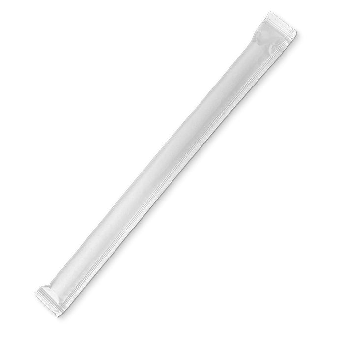ecoware Paper Straw Bubble Tea Plain White Individually Wrapped (Carton of 1000)