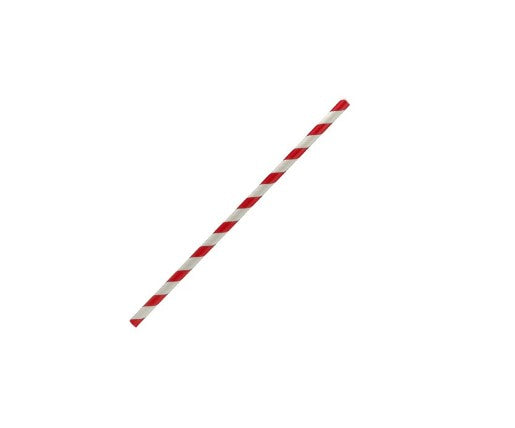 ecoware Paper Straw Cocktail Red Stripe (Carton of 2500)