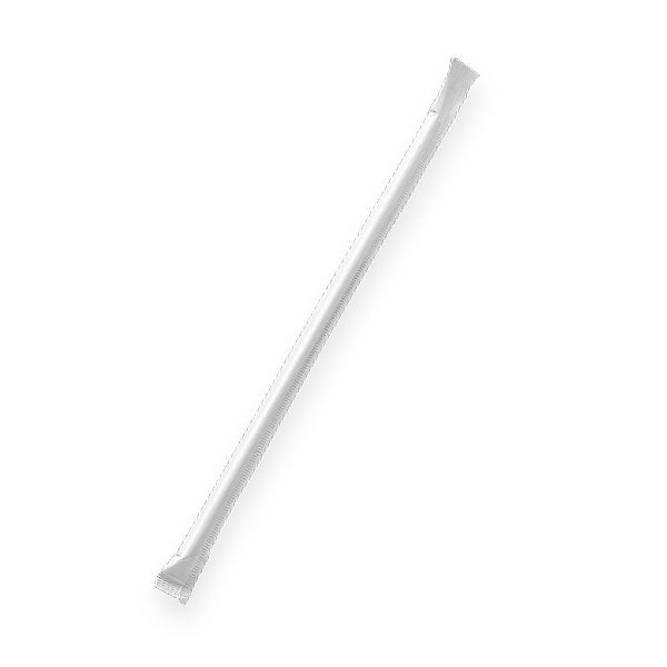ecoware Paper Straw Flexi Plain White Individually Wrapped (Carton of 2500)