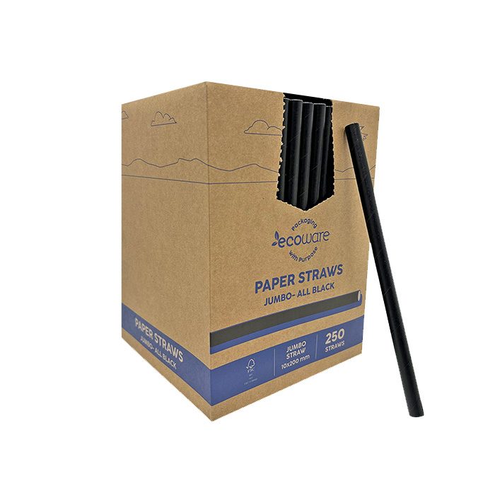 ecoware Paper Straw Jumbo All Black (Carton of 2500)