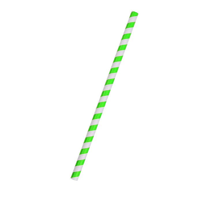 ecoware Paper Straw Jumbo Green Stripe (Carton of 2500)