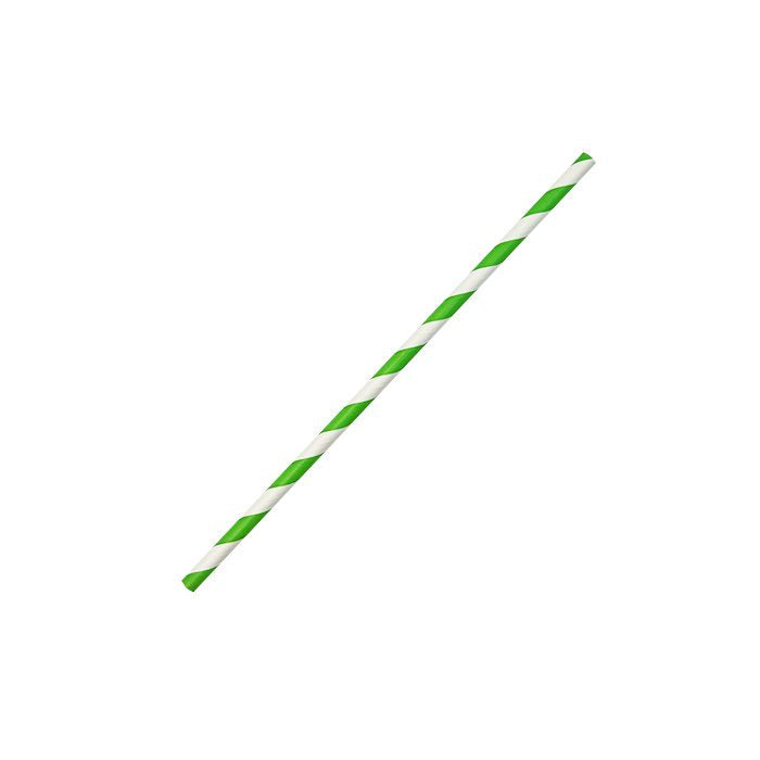 ecoware Paper Straw Regular Green Stripe (Carton of 2500)