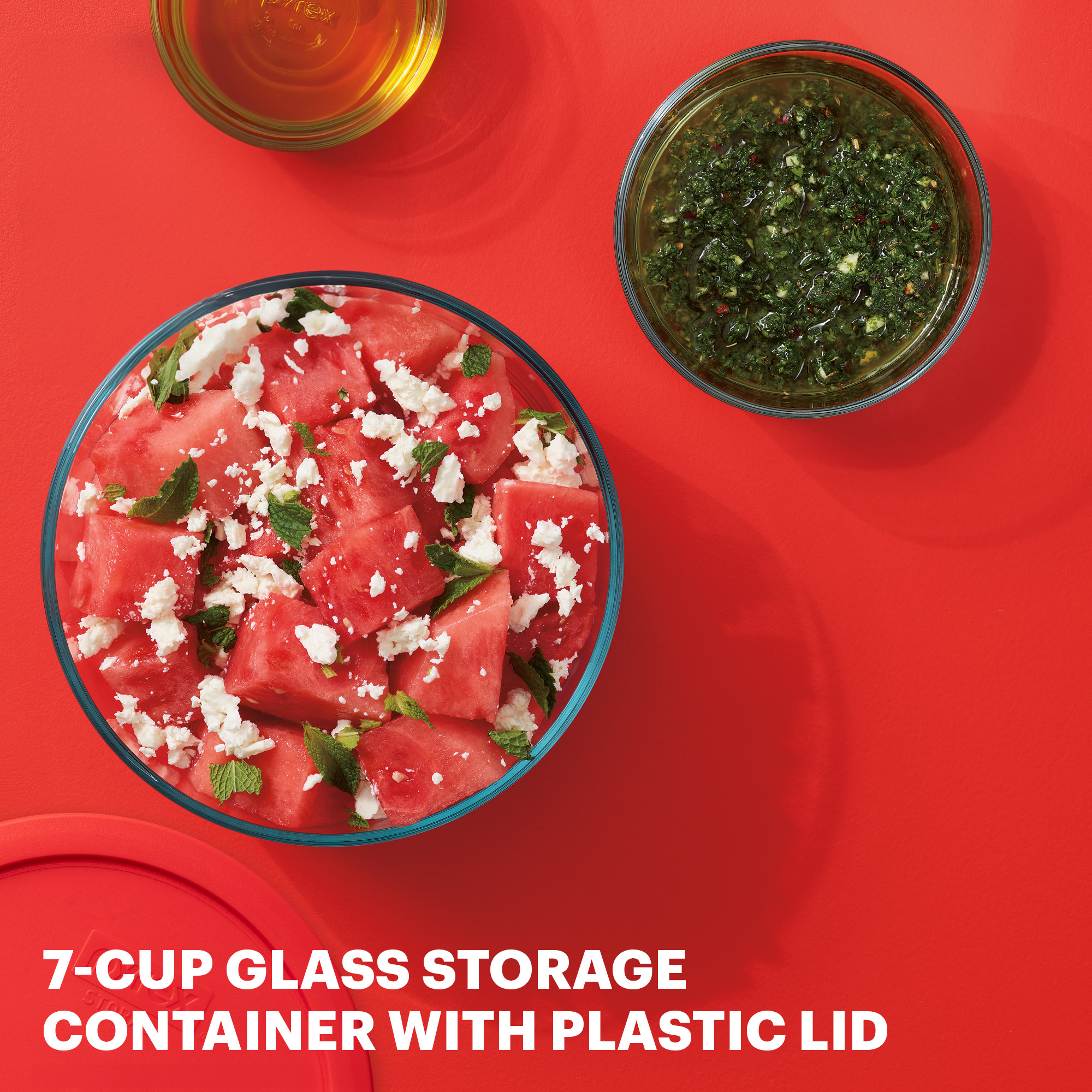 Pyrex Glass Round Container - Red (1.65L)
