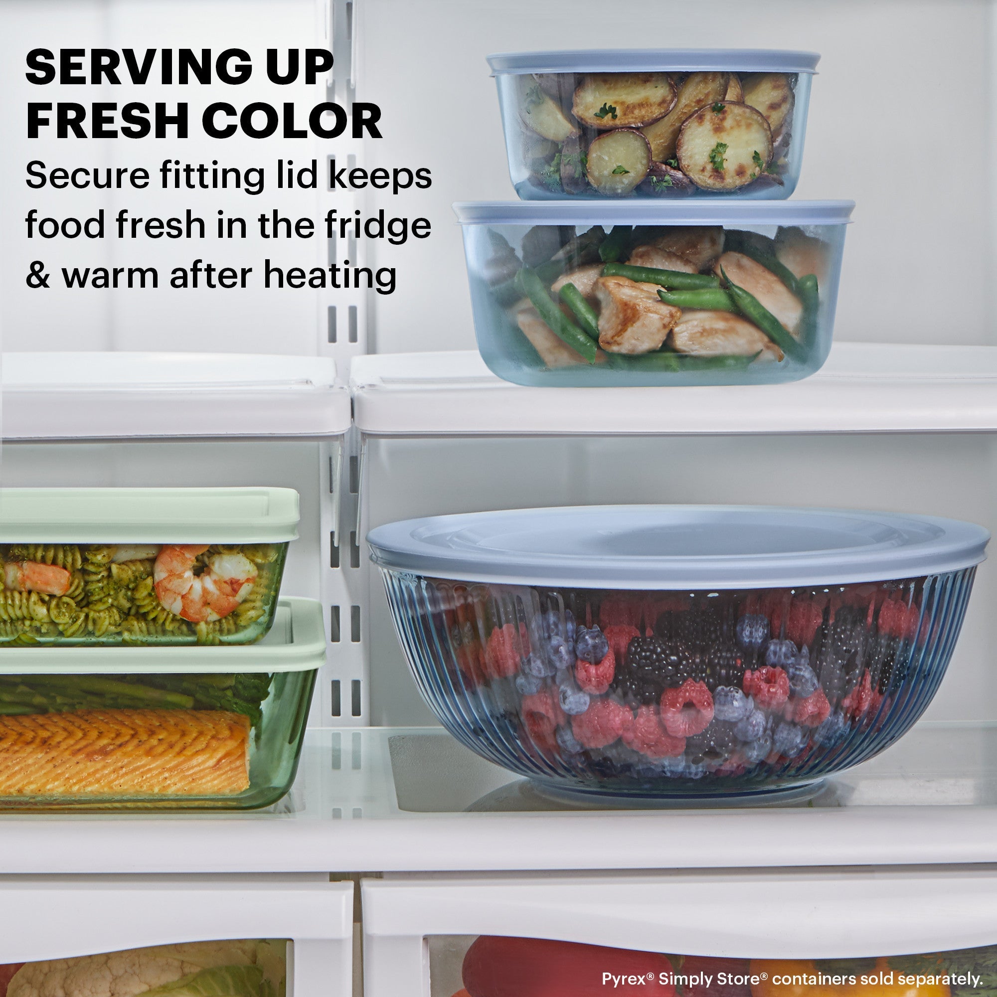 Pyrex Colors Sculptured 6 Piece Bowl Set (Yellow & Green & Blue)