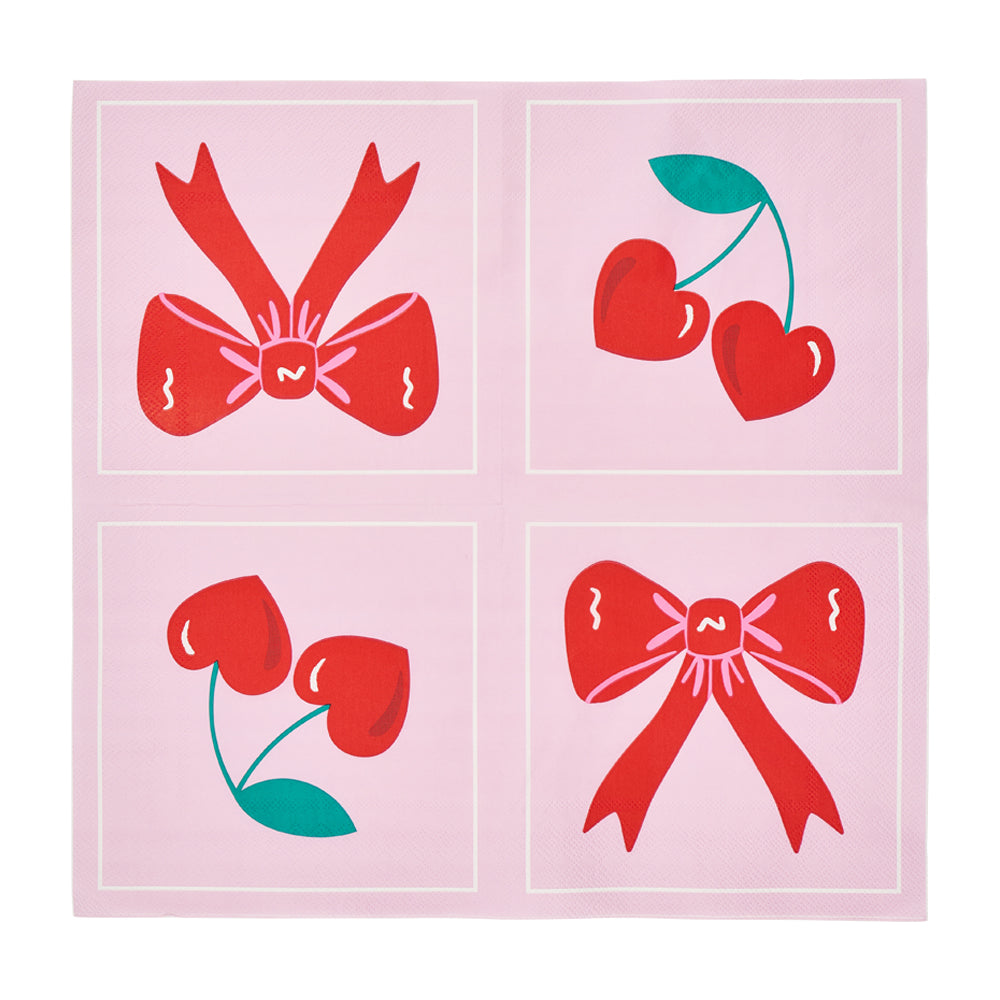 Annabel Trends Paper Napkins 20pc Bows & Cherries