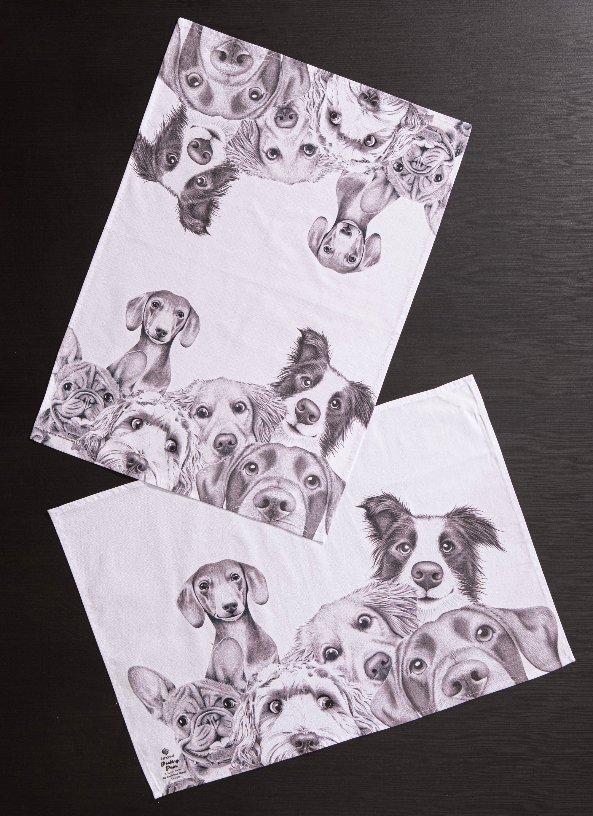 Ashdene Peeking Pups 2pk Kitchen Towel