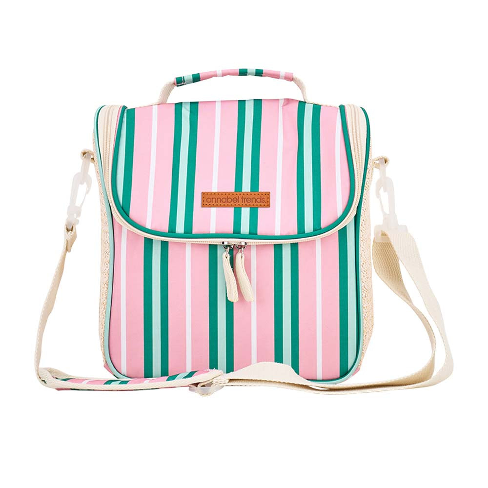 Annabel Trends Picnic Lunch Bag Rattan Detail Blue Oasis